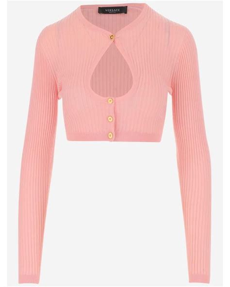 versace cardigan women's pink|versace crew neck sweater.